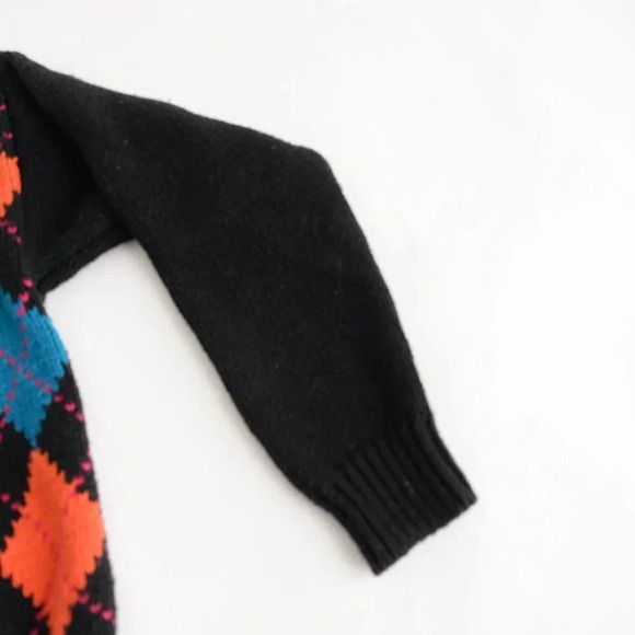 Vintage Attitude Black Argyle Pattern  Knit Mockneck Sweater S - Picture 5 of 12